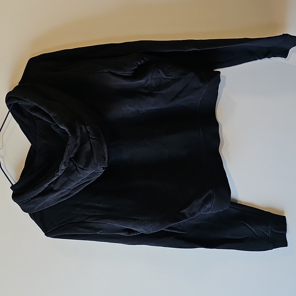 Nike Women's Medium Black and White Logo Crop Top Hoodie - Picture 4 of 7